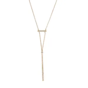 14 Karat Gold Plated Bar Necklace with Y Drop