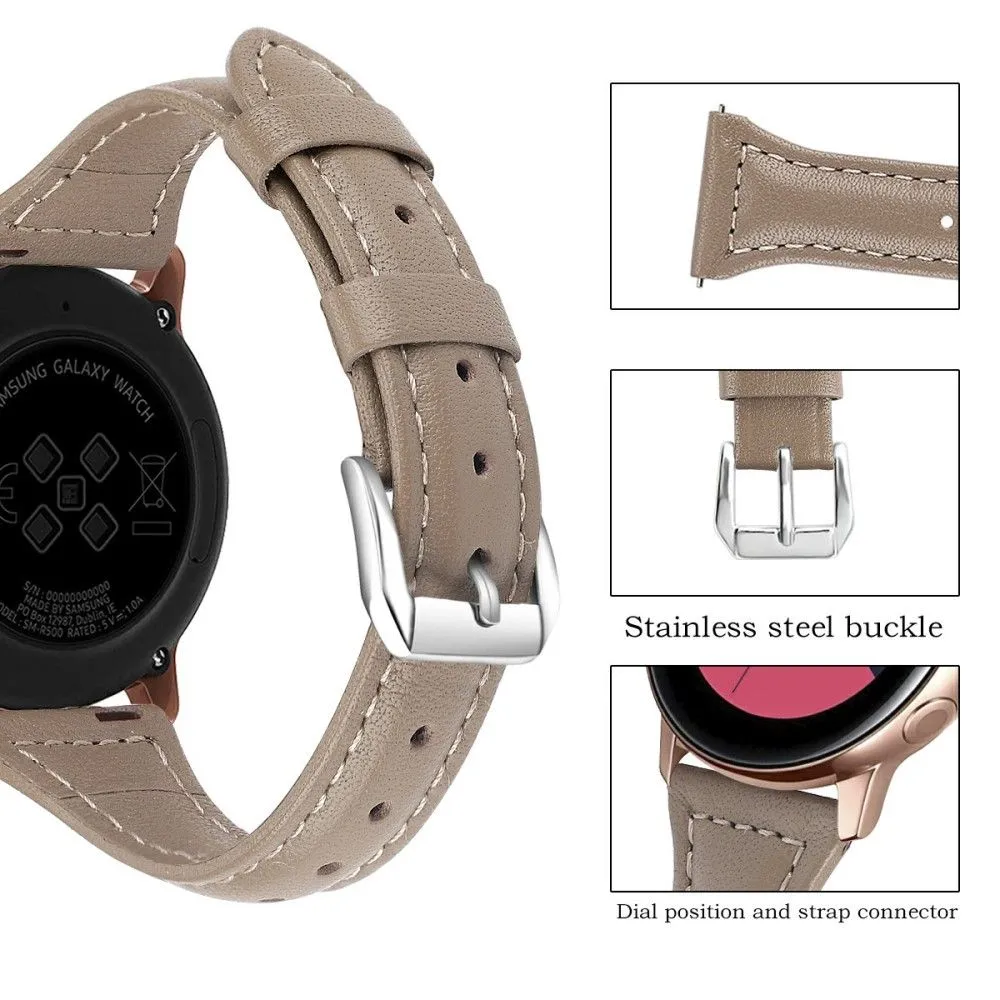 20mm Universal simple genuine leather watch strap with - Grey