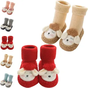 Baby Cartoon Plush Cotton Toddler Shoes,2025 Fall Winter Non Slip Baby Shoes,Baby Plush Cotton Toddler Shoes