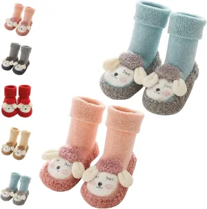 Baby Cartoon Plush Cotton Toddler Shoes,2025 Fall Winter Non Slip Baby Shoes,Baby Plush Cotton Toddler Shoes