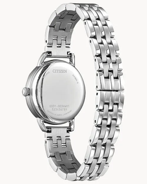 Citizen Classic Coin Edge Silver-Tone Dial Stainless Steel Bracelet Watch EM1050-56A