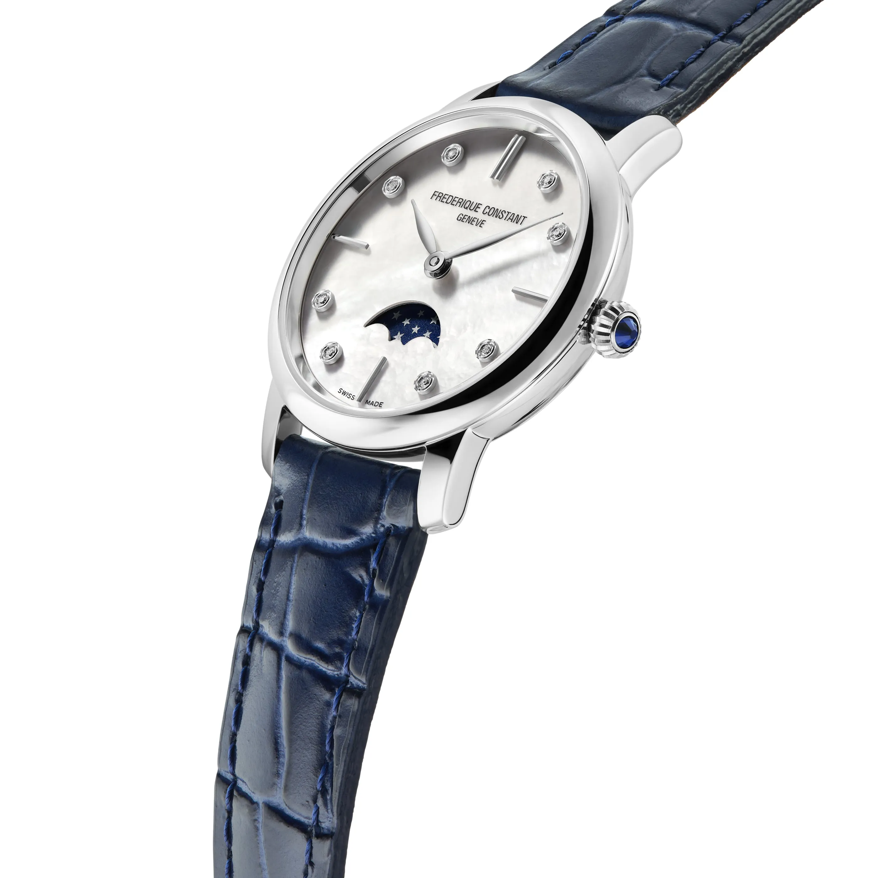 Frederique Constant Ladies Fc Slimline Moonphase DC Blue Watch FC-206MPWD1S6