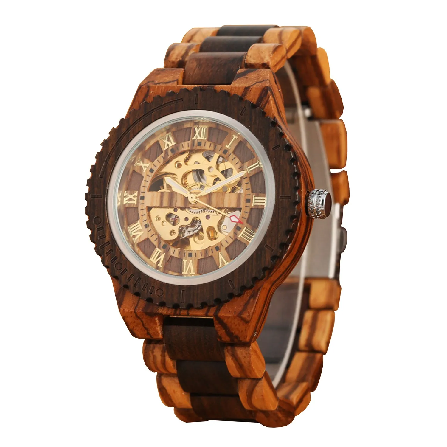Gdansk - Hollow Face Ebony & Zebrawood Mechanical Watch