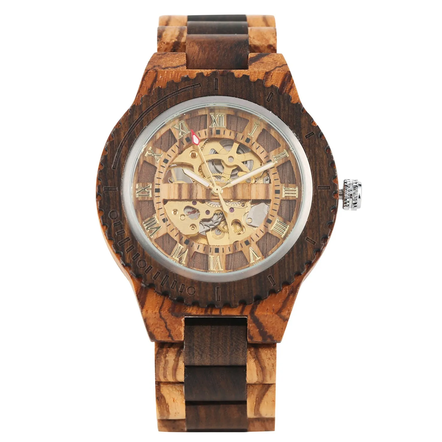 Gdansk - Hollow Face Ebony & Zebrawood Mechanical Watch