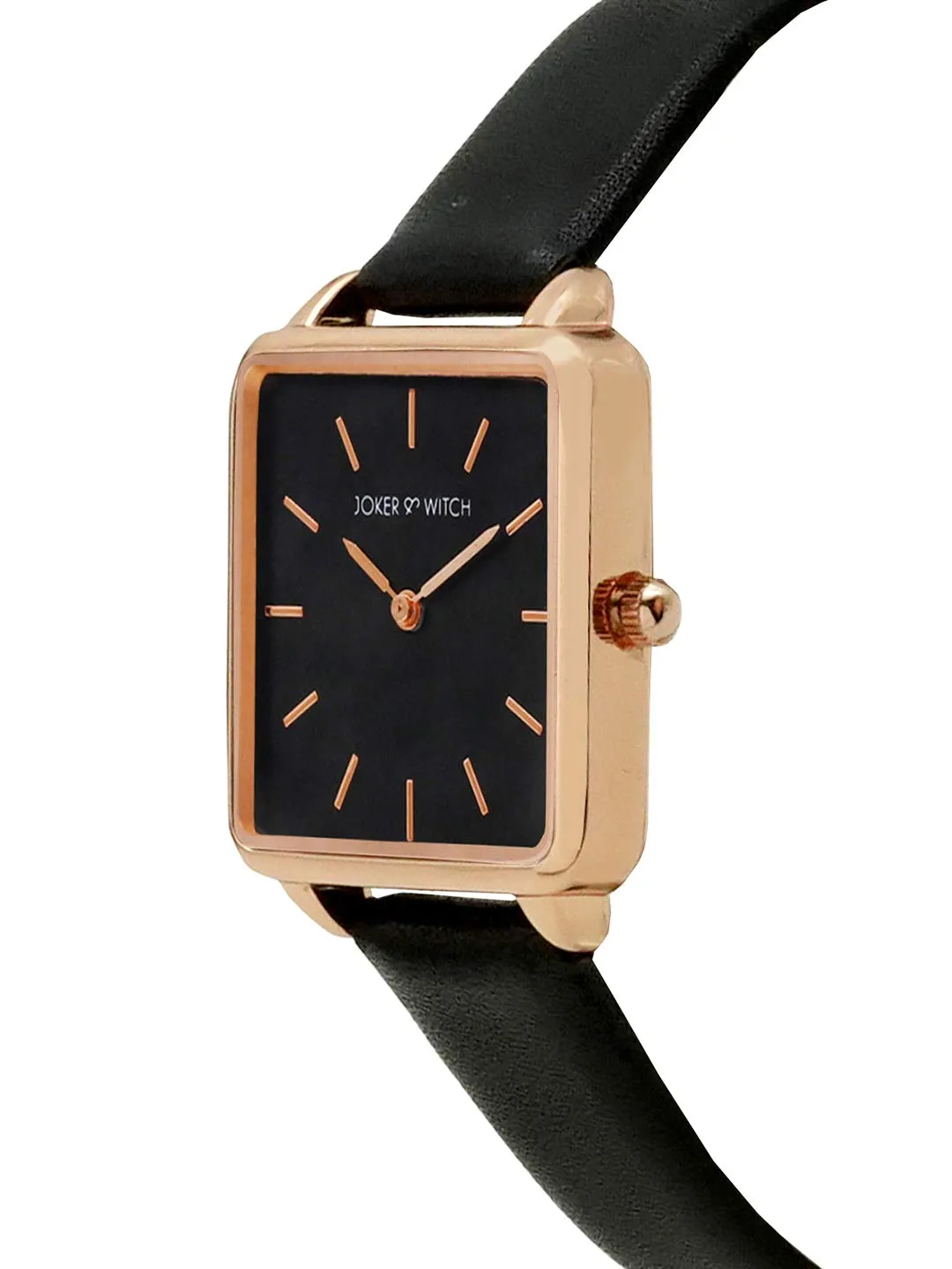 Joker & Witch Emily Square Dial Rosegold All Black Watch for Women