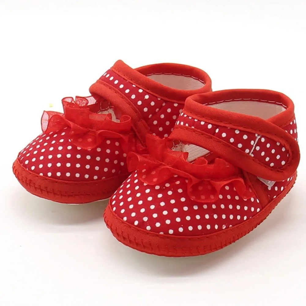 Kids Girls Slip on Shoes Warm Girls Sole Dot Infant Prewalker Soft Lace Baby Shoes Toddler Kids Mesh Socks Shoes