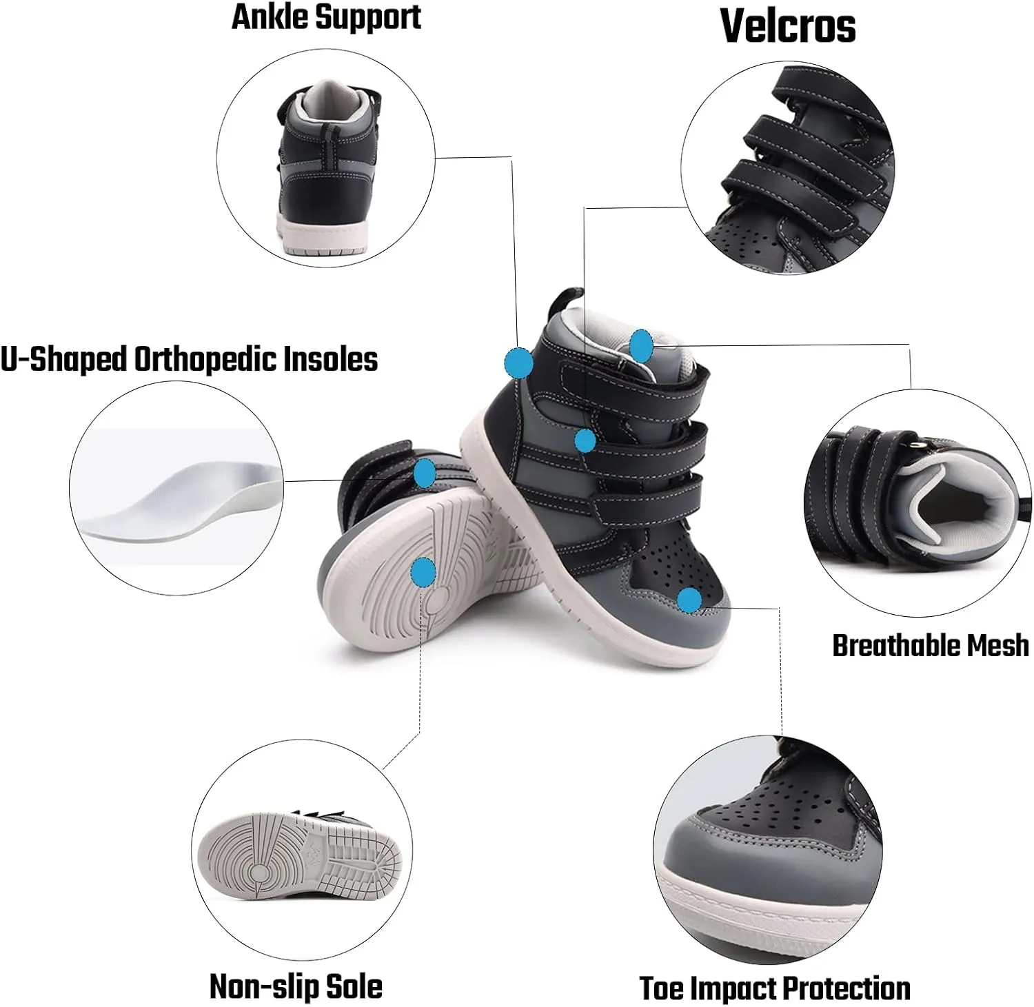 Kids Orthopedic Corrective Shoes for Boys and Girls'Foot Problems with Arch & Ankle Support,Anti-Slip Soles