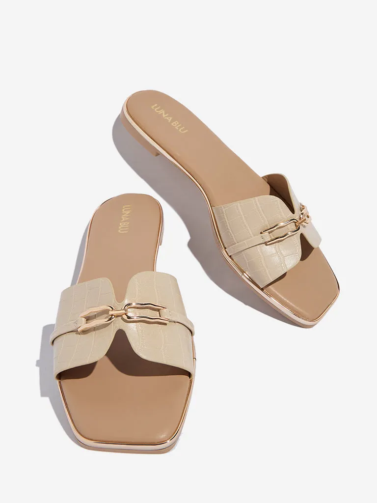 LUNA BLU Light Beige Hardware-Detailed Slides