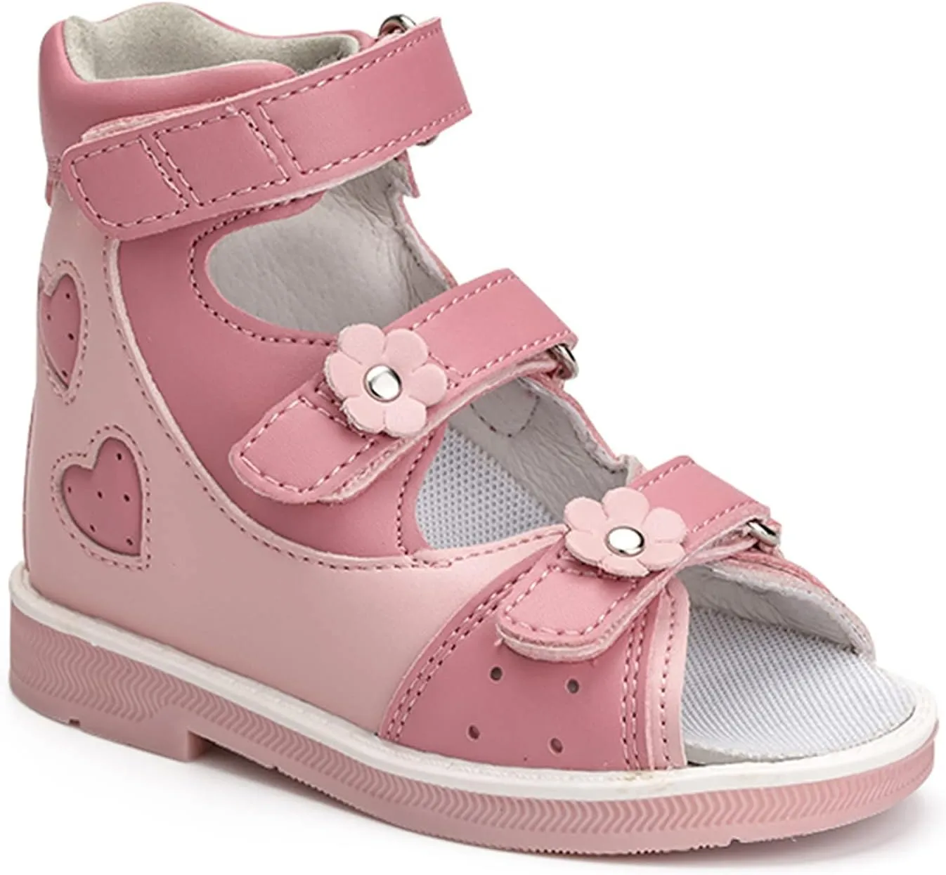 Orthopedic Sandals for Girls with Love Heart Pattern,Corrective High-Top AFO Shoes with Arch and Ankle Support