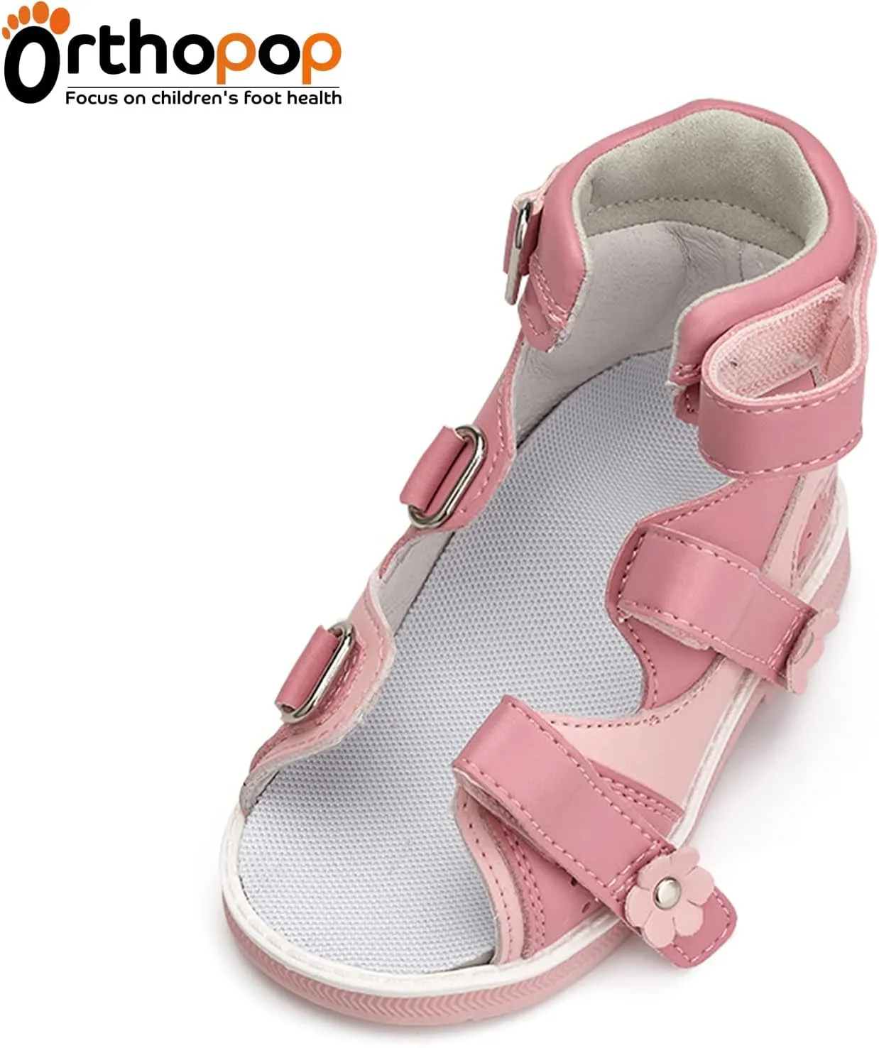 Orthopedic Sandals for Girls with Love Heart Pattern,Corrective High-Top AFO Shoes with Arch and Ankle Support