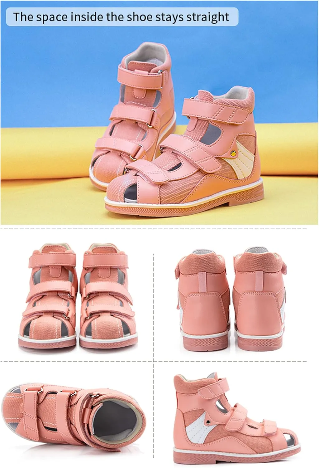 Orthopedic Sandals for Kids,Girls and Boys Closed-toe High Back Corrective Shoes with Arch and Ankle Support
