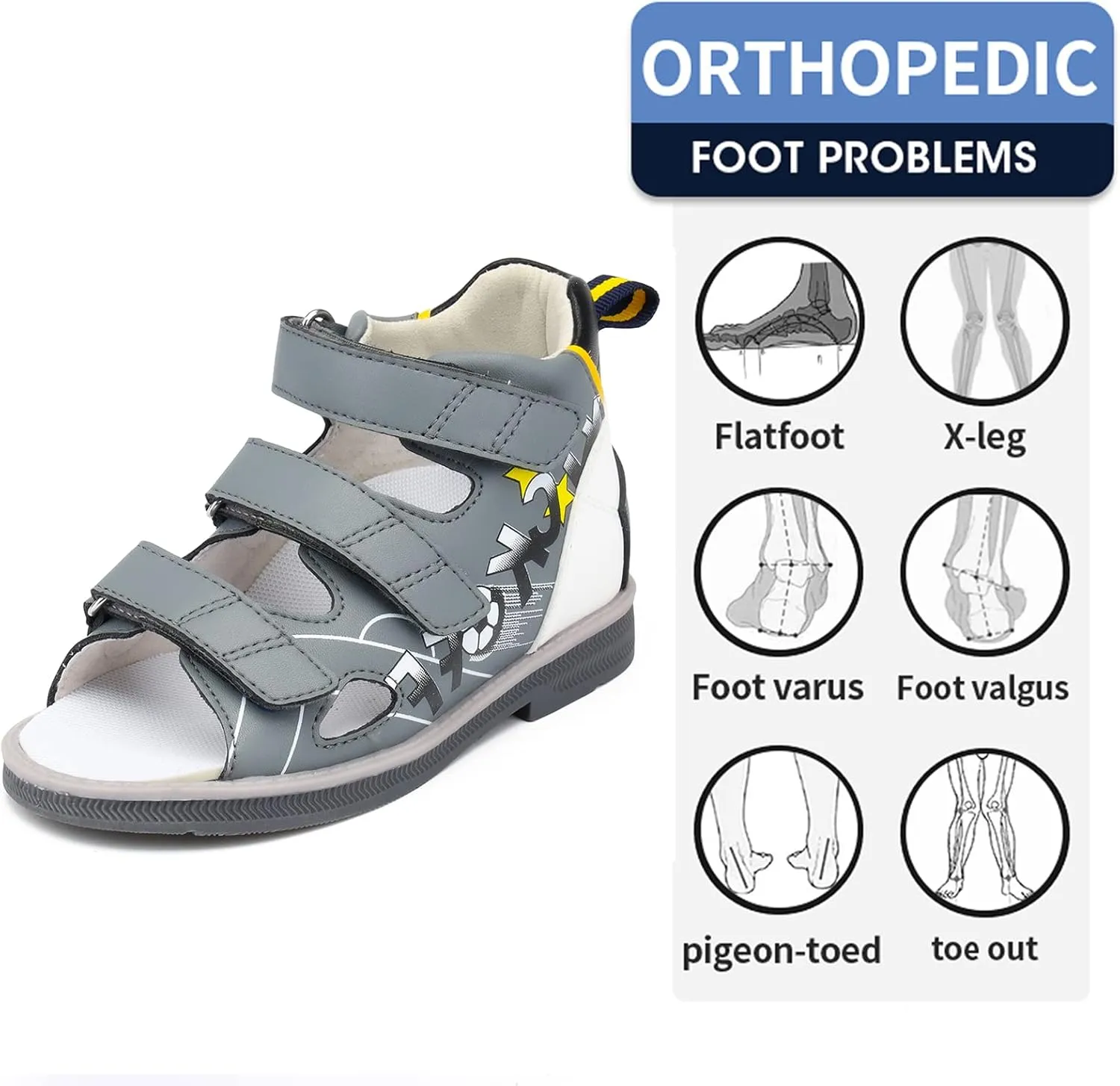 Orthopedic Sandals for Toddlers,Little Kids Leather Corrective Shoes with Arch and Ankle Support for Children's Foot Problems