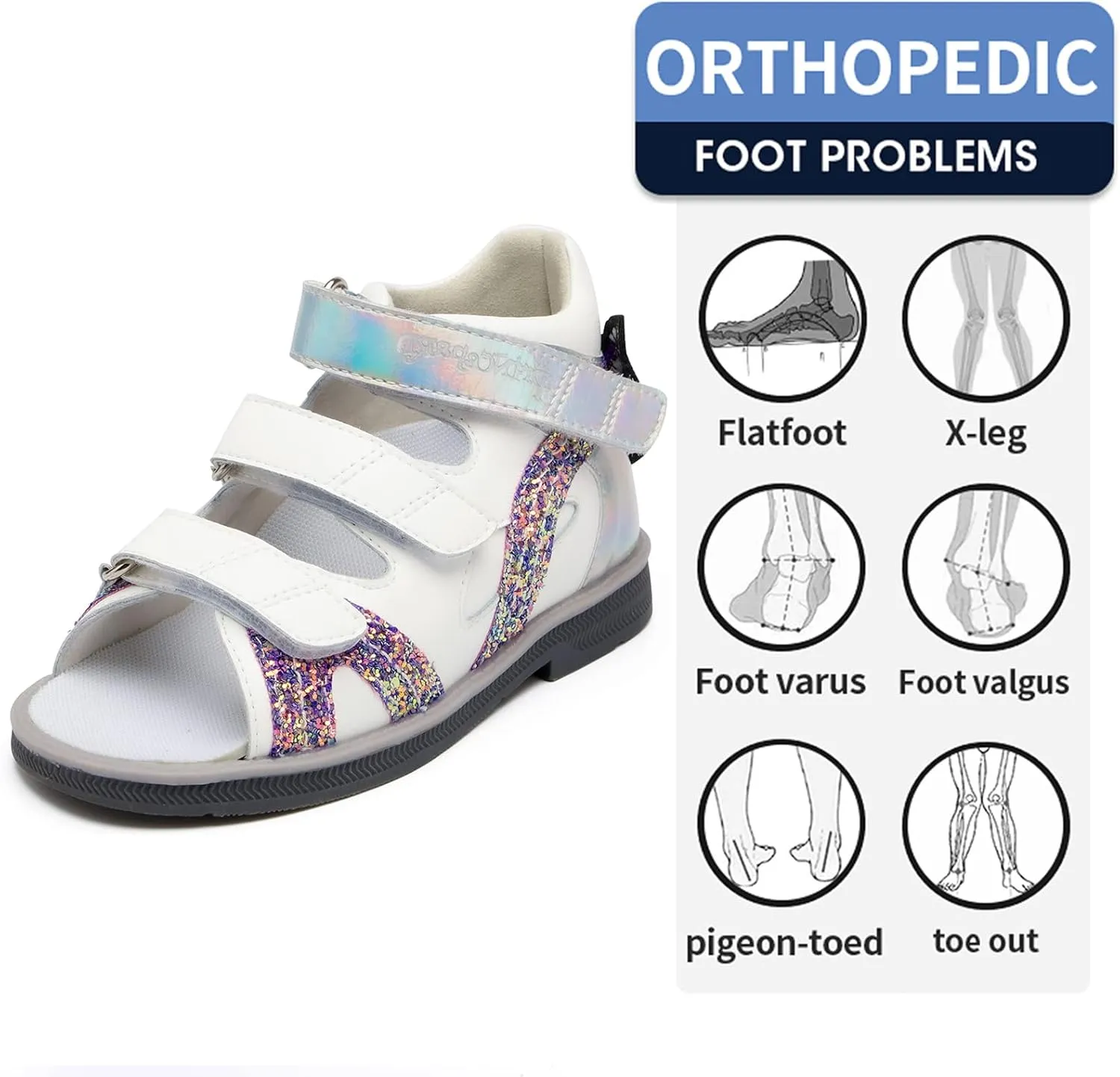 Orthopedic Sandals for Toddlers,Little Kids Leather Corrective Shoes with Arch and Ankle Support for Children's Foot Problems