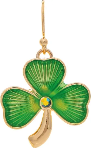 Rain Jewelry Gold Enameled Green Clover Earring
