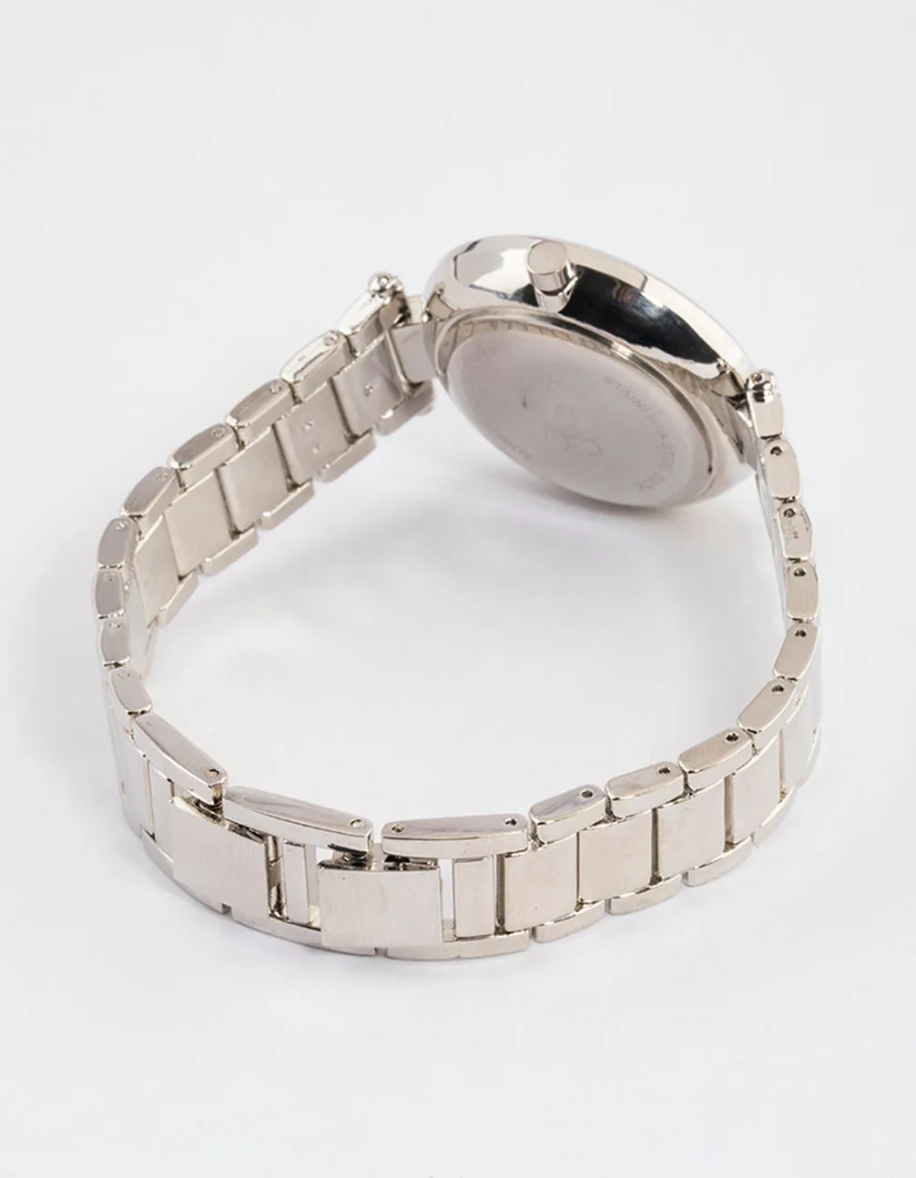 Rhodium Classic Diamante Link Watch