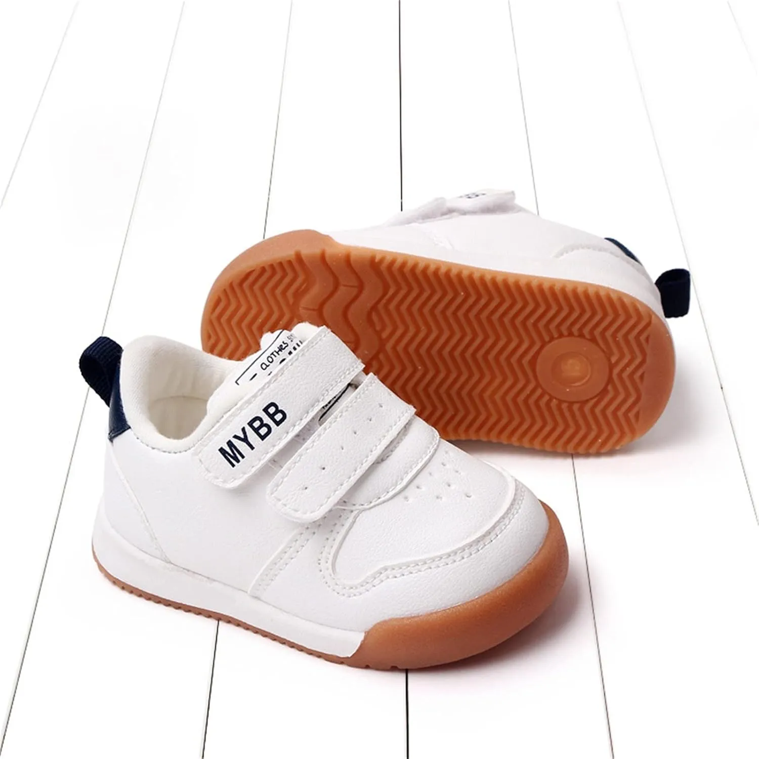 Spring and Summer Children Infant Infant Shoes Boys and Girls Sports Shoes Flat Bottom Non Slip Comfortable Solid Color Double Band Hook Loop Baby Shoes 12-18 Months
