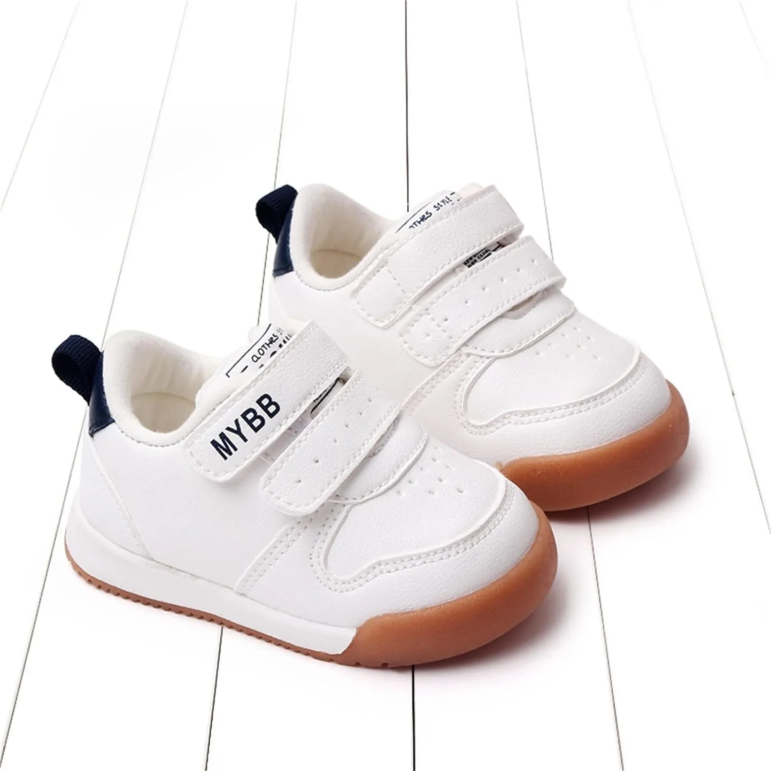 Spring and Summer Children Infant Infant Shoes Boys and Girls Sports Shoes Flat Bottom Non Slip Comfortable Solid Color Double Band Hook Loop Baby Shoes 12-18 Months