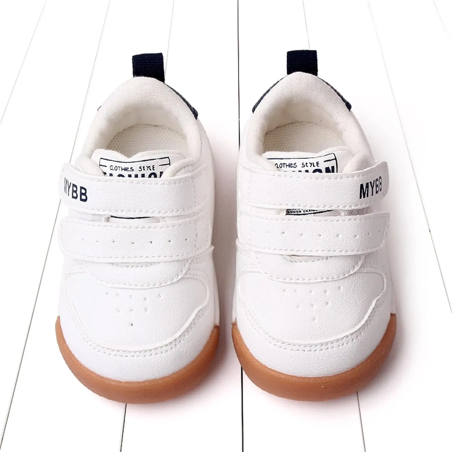 Spring and Summer Children Infant Infant Shoes Boys and Girls Sports Shoes Flat Bottom Non Slip Comfortable Solid Color Double Band Hook Loop Baby Shoes 12-18 Months