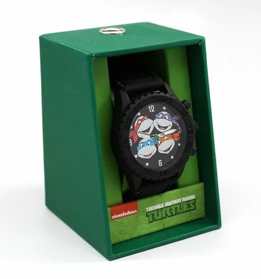 Teenage Mutant Ninja Turtles Heads Black Rubber Strap Watch (TMN9086)