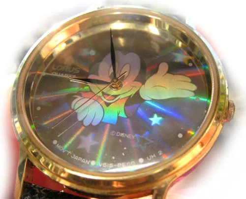 VINTAGE LORUS MICKEY MOUSE Sun Rays Stars HOLOGRAM Mens Womens Wristwatch WATCH