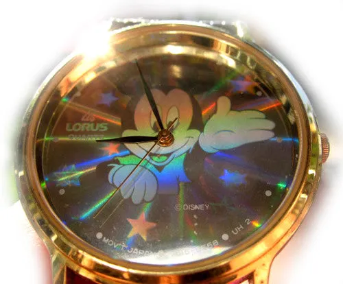 VINTAGE LORUS MICKEY MOUSE Sun Rays Stars HOLOGRAM Mens Womens Wristwatch WATCH
