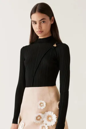 Wave Hardware Rib Knit Black