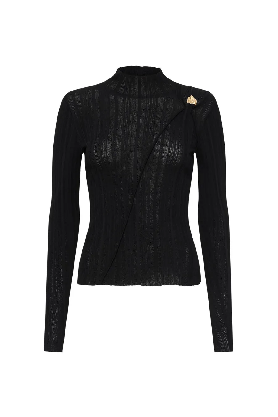 Wave Hardware Rib Knit Black