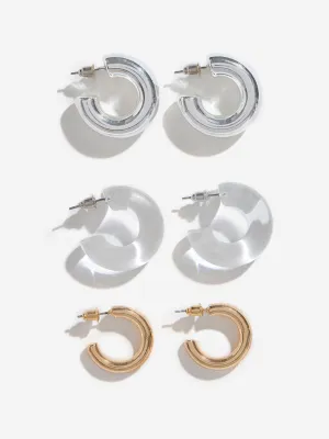 Westside Accessories Multicolour Trendy Circular Hoop Earrings Set - Pack of 3